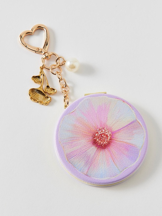 Urban Outfitters Accessories - Compact Mirror Keychain, Superbloom Pink Purple Gold Floral, Urban Outfitters